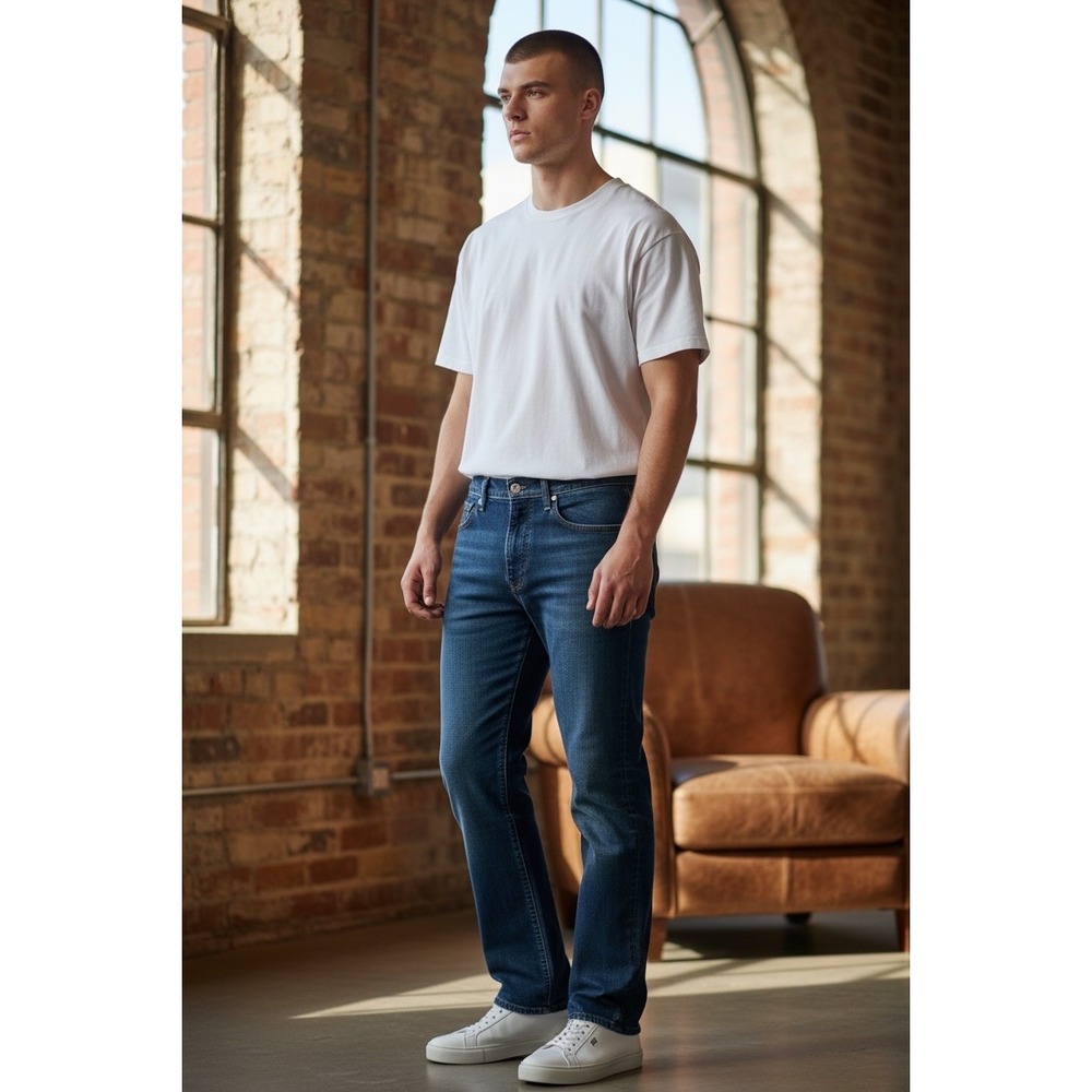 Levi Strauss‎ 513 Regular Fit Dark Wash Denim Jeans Mens W36 L32